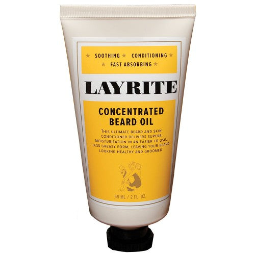 Layrite concentrated beard oil tube on a white background
