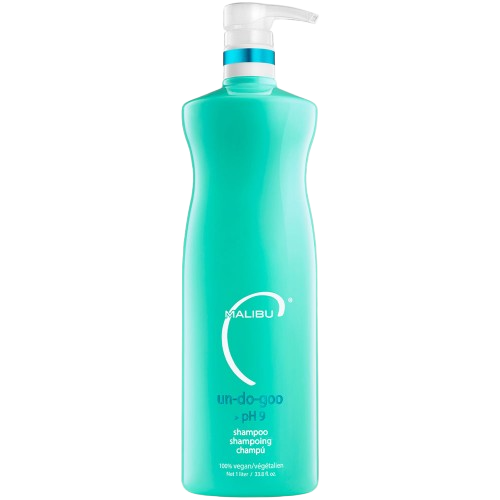 Turquoise shampoo bottle with pump on a white background