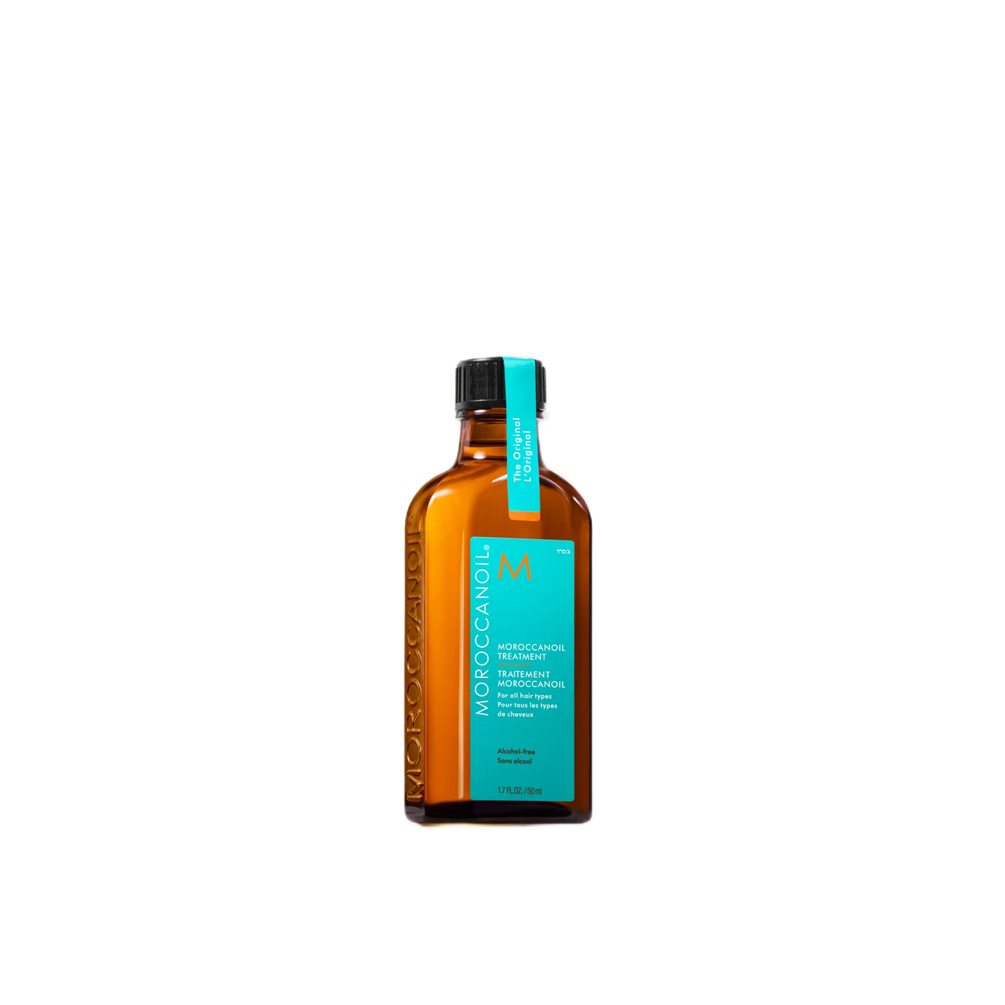 Bottle of Moroccanoil product on a white background