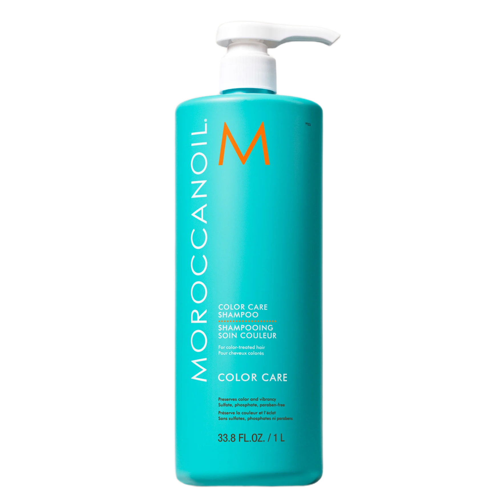 Moroccanoil shampoo bottle on a white background