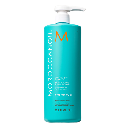 Moroccanoil shampoo bottle on a white background