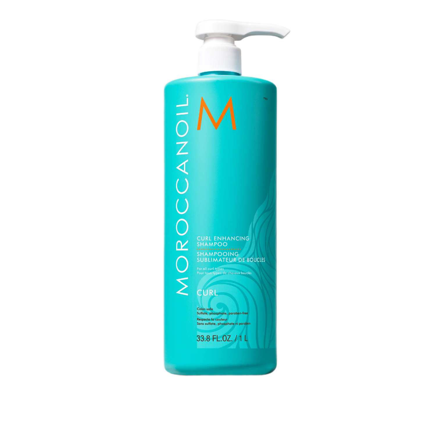 Moroccanoil bottle of shampoo on a white background