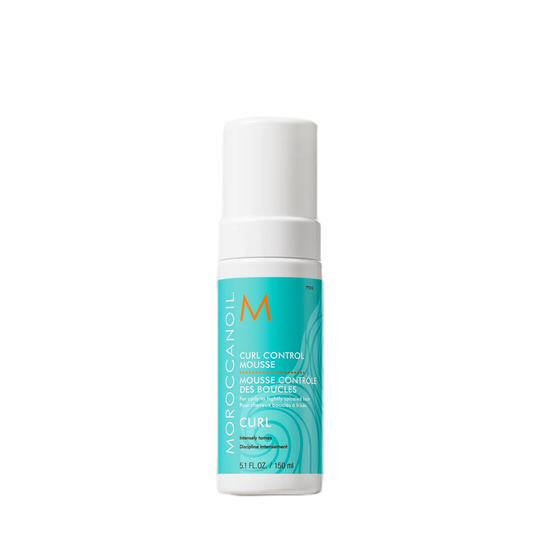 Moroccanoil Curl Control Mousse bottle on a white background