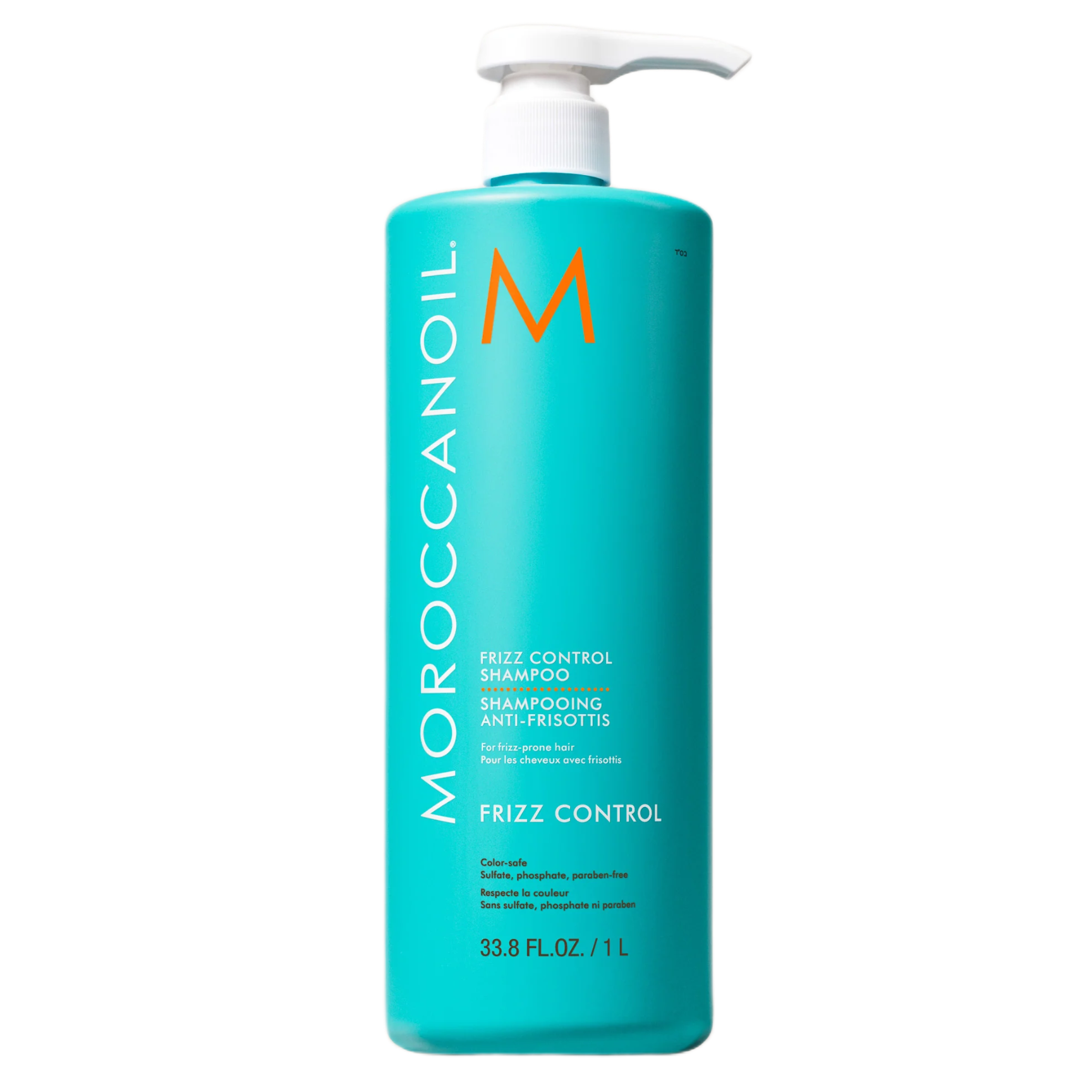 Moroccanoil shampoo bottle on a white background