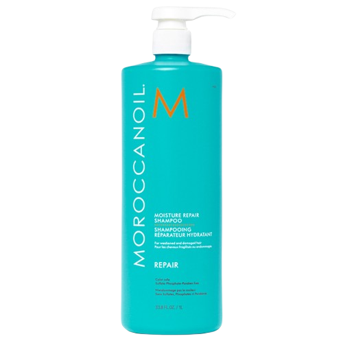 Moroccanoil shampoo bottle on a white background
