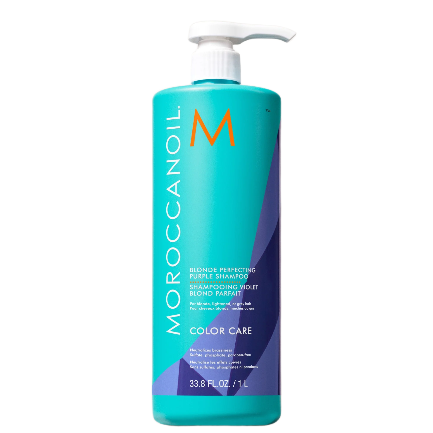 Moroccanoil shampoo bottle on a white background