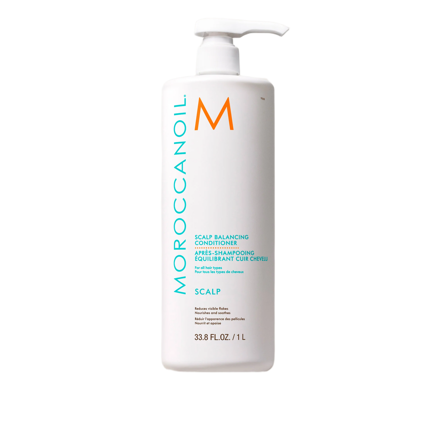 Moroccanoil shampoo bottle on a white background