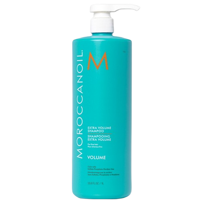 Moroccanoil shampoo bottle with pump on a white background