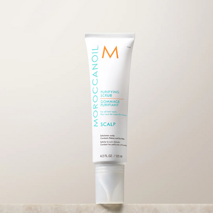 Moroccanoil scalp treatment bottle on a light background