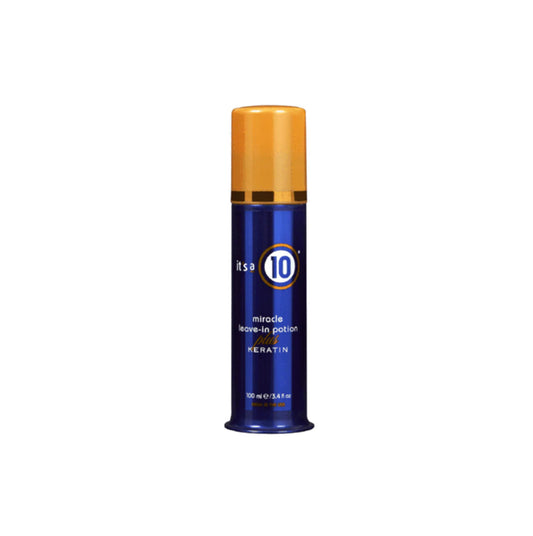 Blue bottle with orange cap labeled 'It's a 10' on a white background