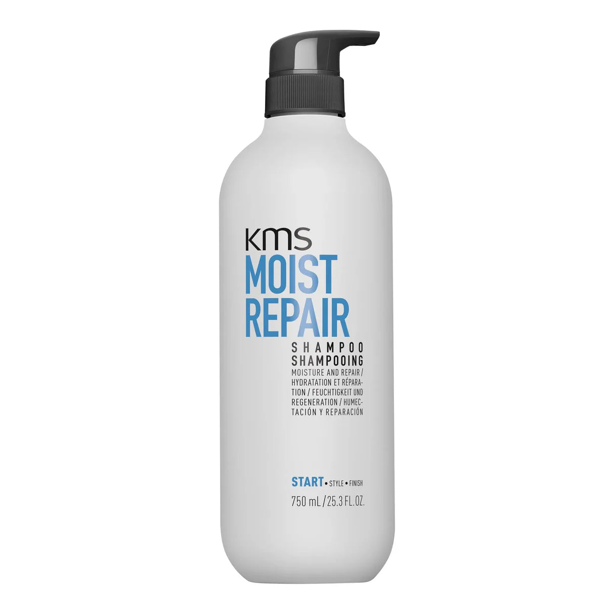 KMS Moist Repair shampoo bottle on a white background