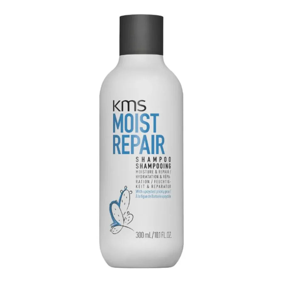 KMS Moist Repair shampoo bottle on a white background