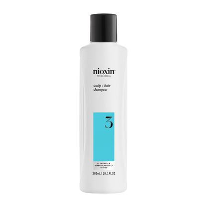 Nioxin shampoo bottle on a white background