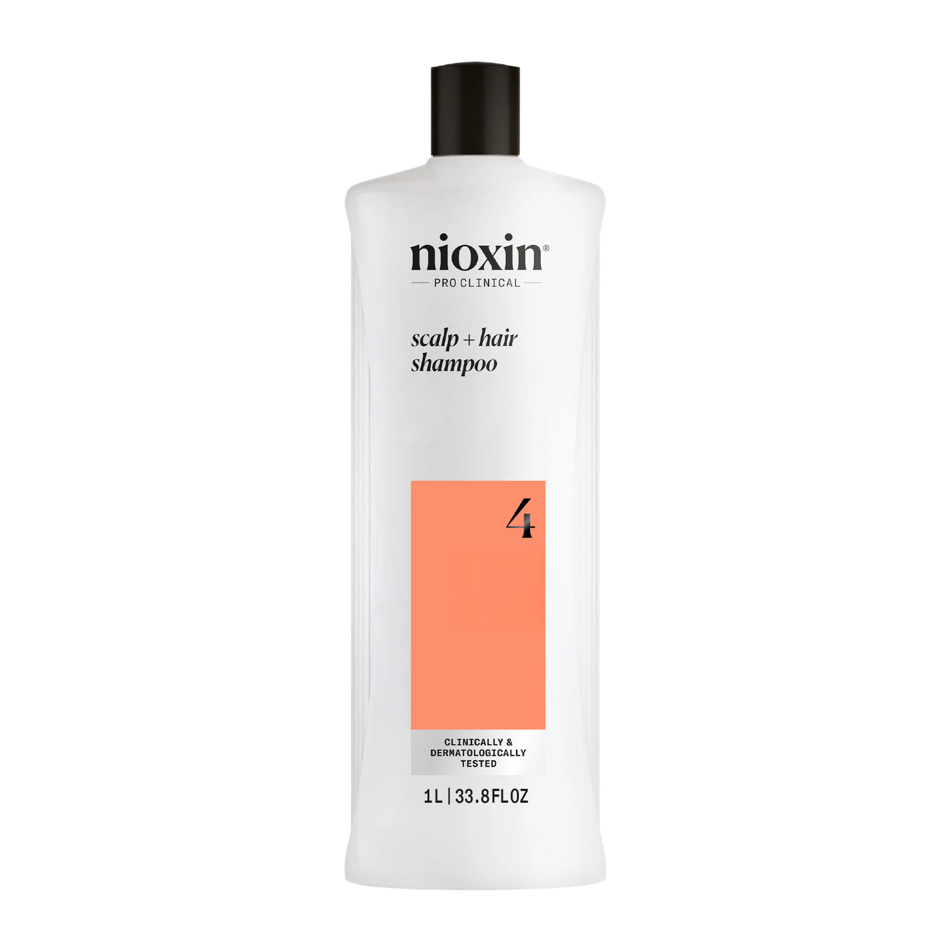 Nioxin shampoo bottle on a white background