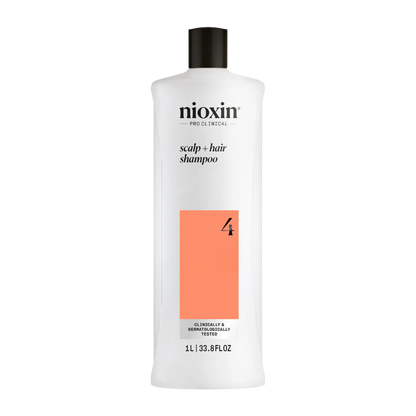 Nioxin shampoo bottle on a white background