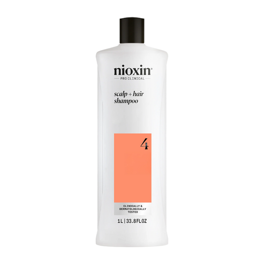 Nioxin shampoo bottle on a white background