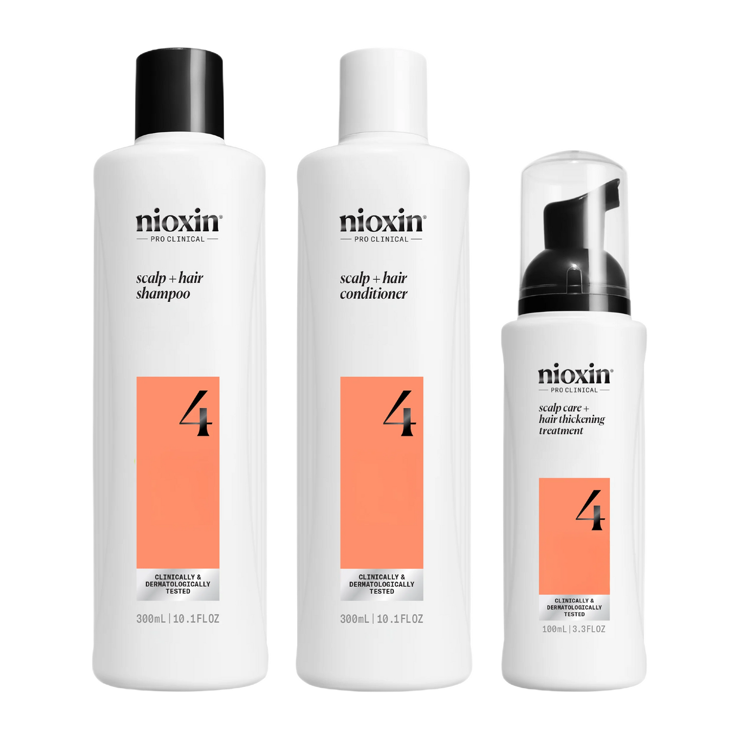 Three Nioxin hair care products on a white background