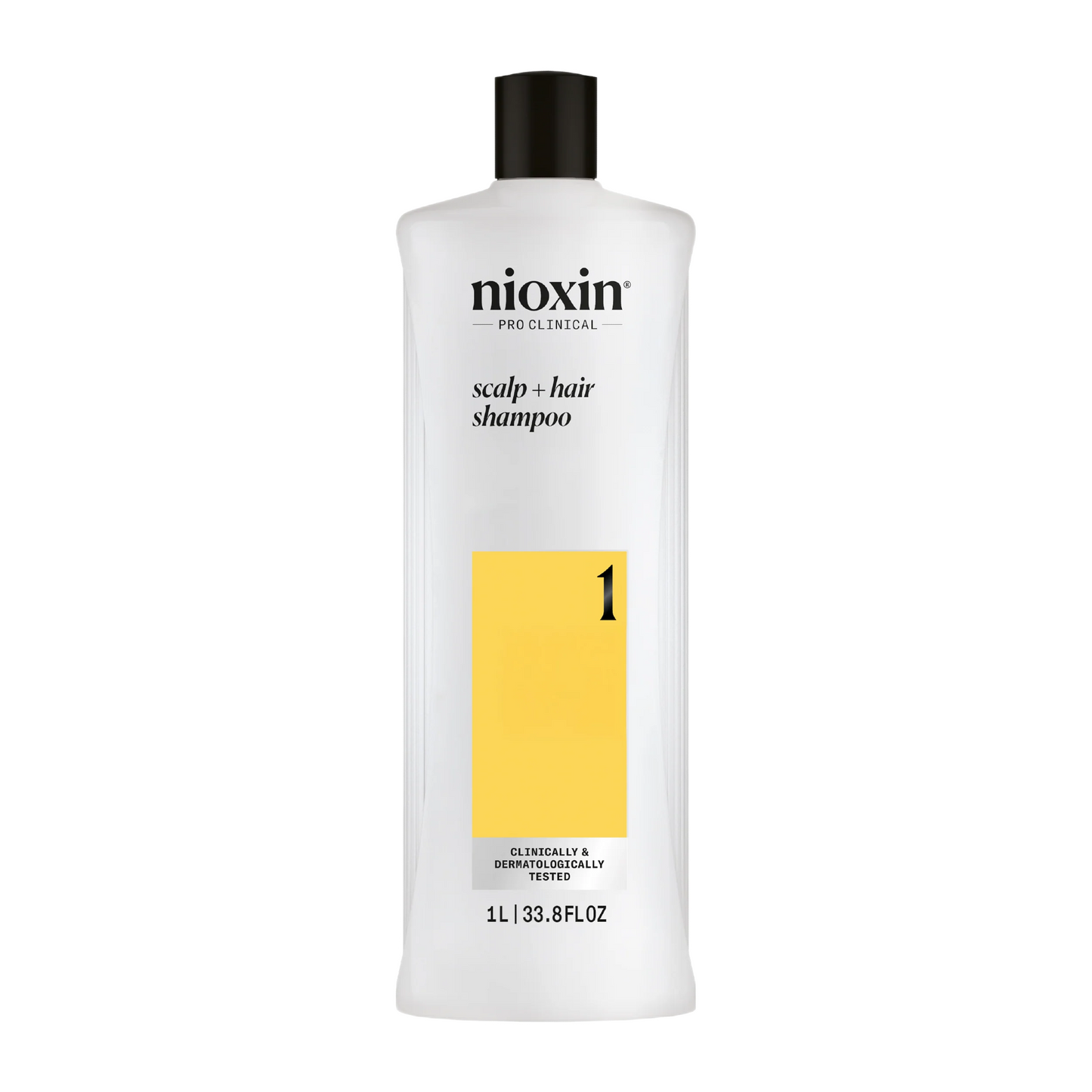 Nioxin shampoo bottle on a white background