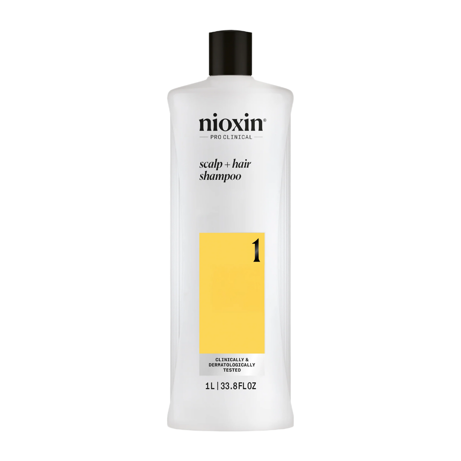 Nioxin shampoo bottle on a white background
