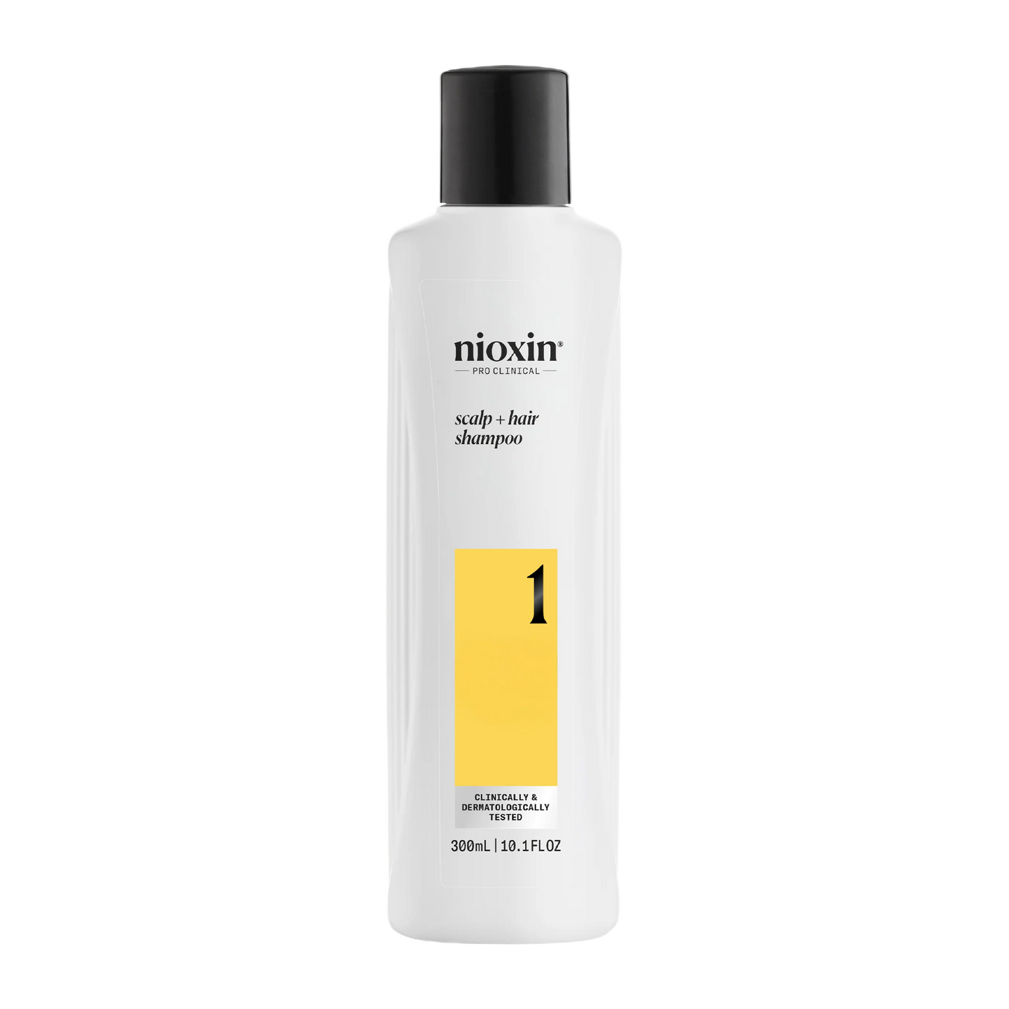 Nioxin shampoo bottle on a white background