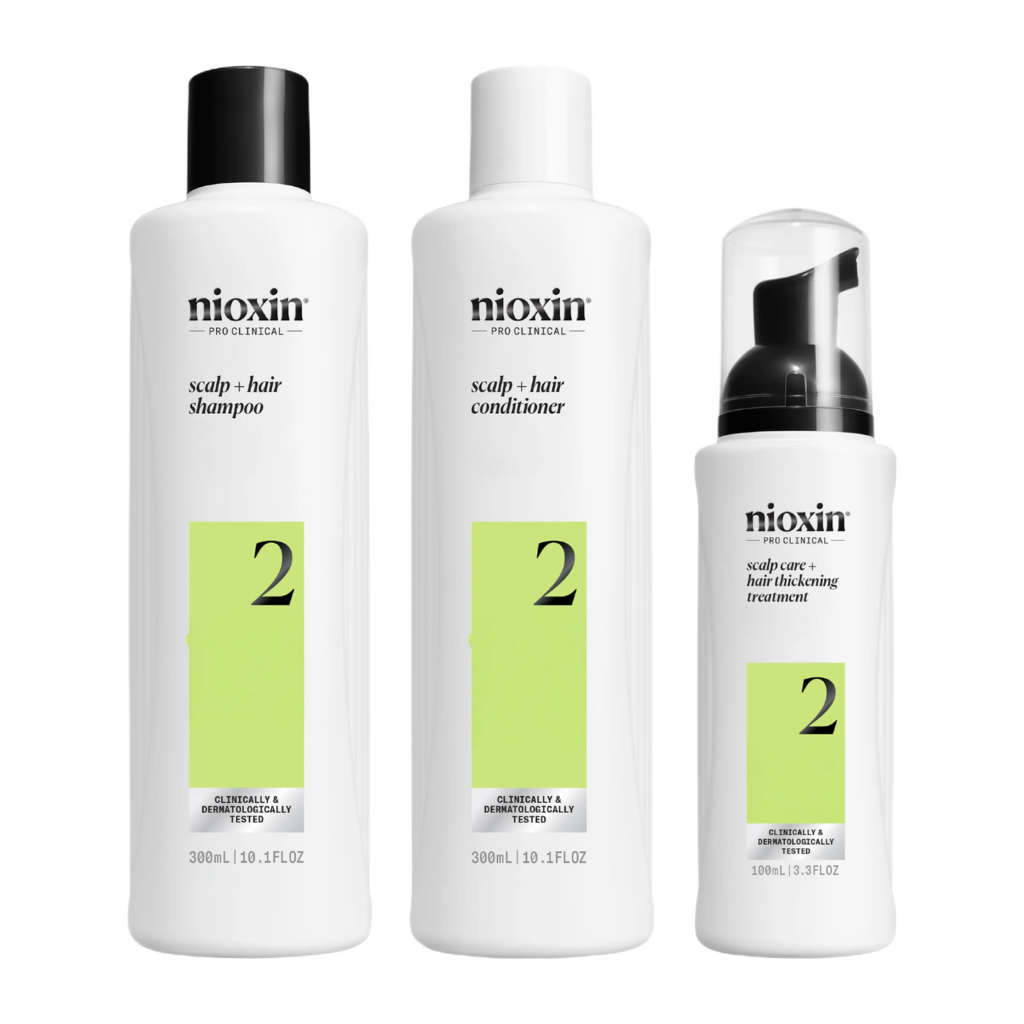 Three Nioxin hair care products on a white background