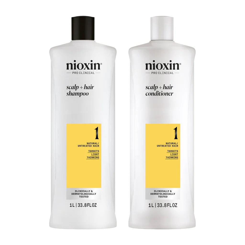 Nioxin System 1 Scalp + Hair Litre Duo - Natural Hair, Light Thinning