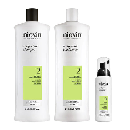 Nioxin Kit System 2 - Natural Hair, Progressed Thinning 9 Month Supply