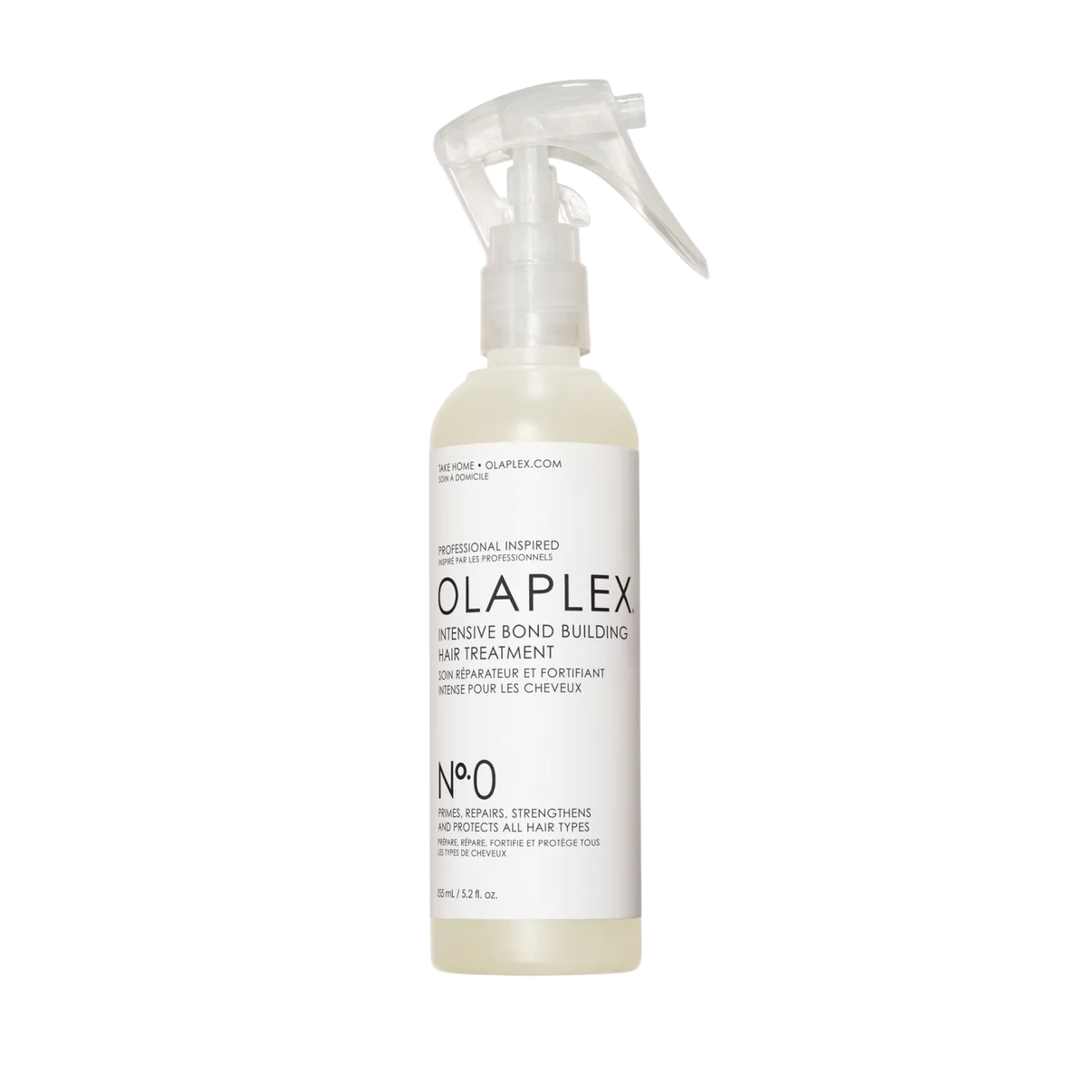 Olaplex hair treatment bottle on a white background