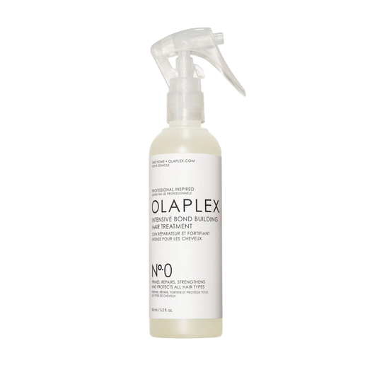 Olaplex hair treatment bottle on a white background