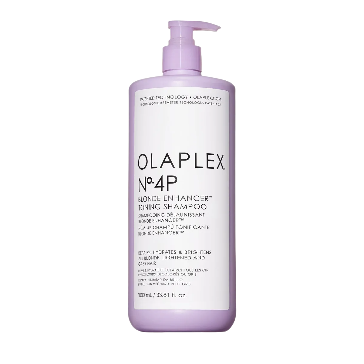 Olaplex blonde enhancer toning shampoo bottle on a white background