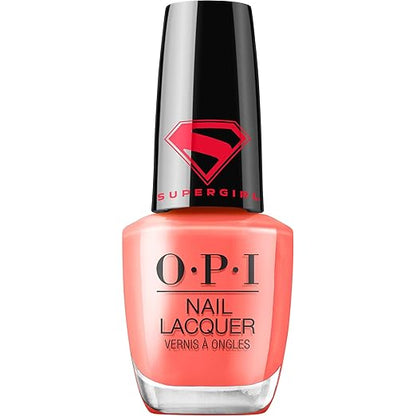 OPI nail lacquer bottle with Supergirl logo on a white background