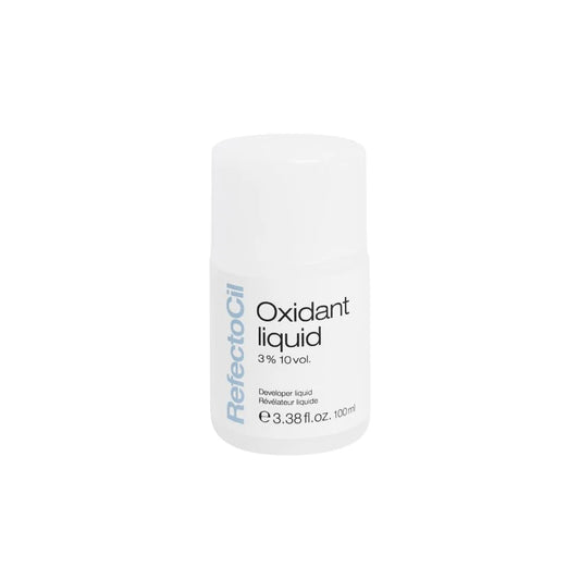 White bottle of RefectoCil Oxidant liquid on a white background