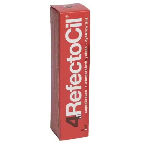 Red box of RefectoCil eyelash and eyebrow tint on a white background