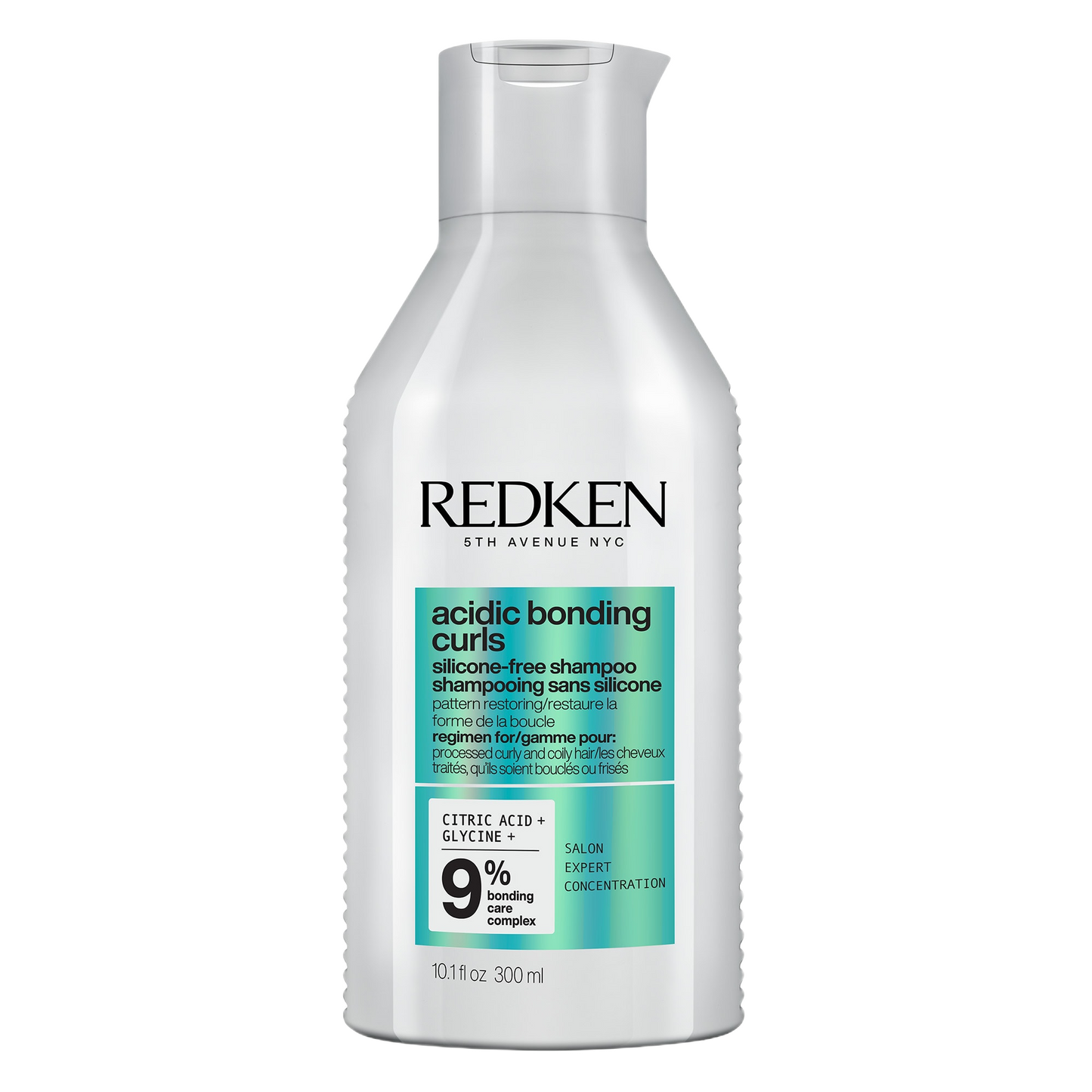 Redken acidic bonding curl shampoo bottle on a white background