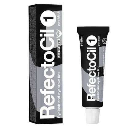 RefectoCil Black 1 eyelash and eyebrow tint packaging on a white background