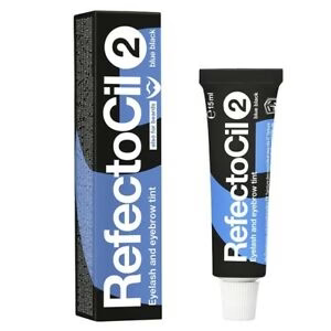 RefectoCil blue black 2 eyelash and eyebrow tint packaging on a white background