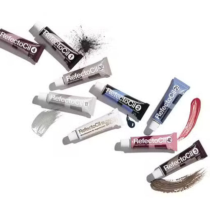 RefectoCil eyelash and eyebrow tint products on a white background