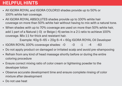 Schwarzkopf Igora Royal Helpful Hints