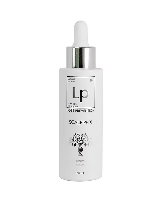 Scalp phix loss prevention care serum bottle labeled 'Scalp Phix' on a white background