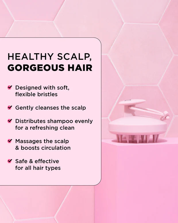 Hairbrush with text on a pink background