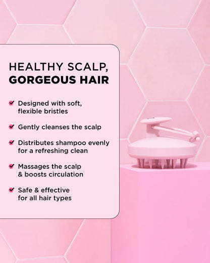 Hairbrush with text on a pink background