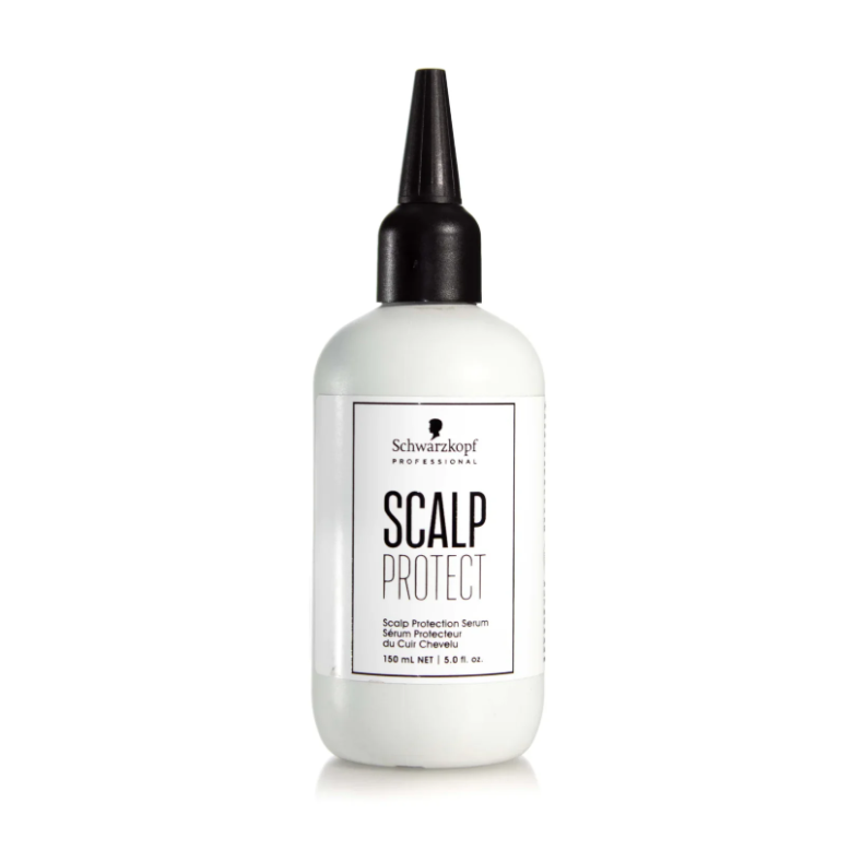 A white bottle of Schwarzkopf Professional Scalp Protect with a black applicator cap, shown on a clean white background.