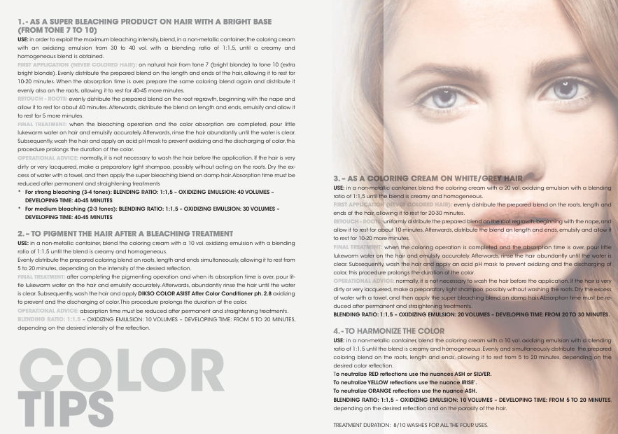 Product instructions with a close-up of a person's face