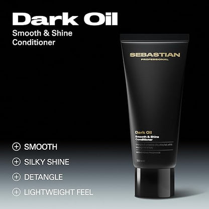 Sebastian Professional Dark Oil Smooth & Shine Conditioner tube on a black background