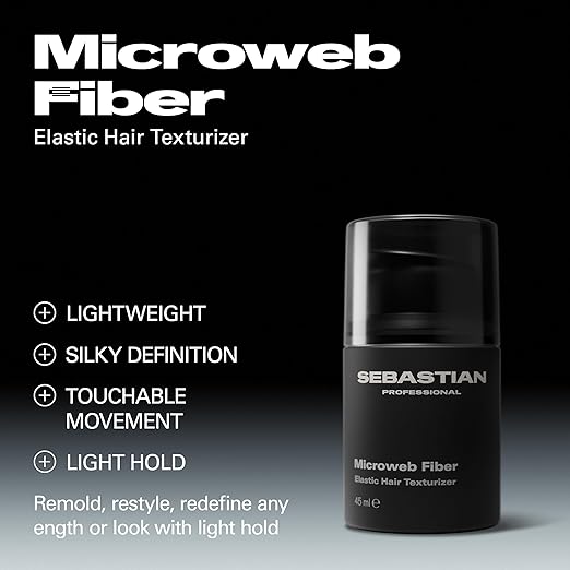 Sebastian Microweb Fiber product with features listed on a black background