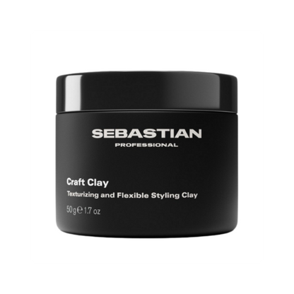 Black jar of Sebastian Professional Craft Clay on a white background