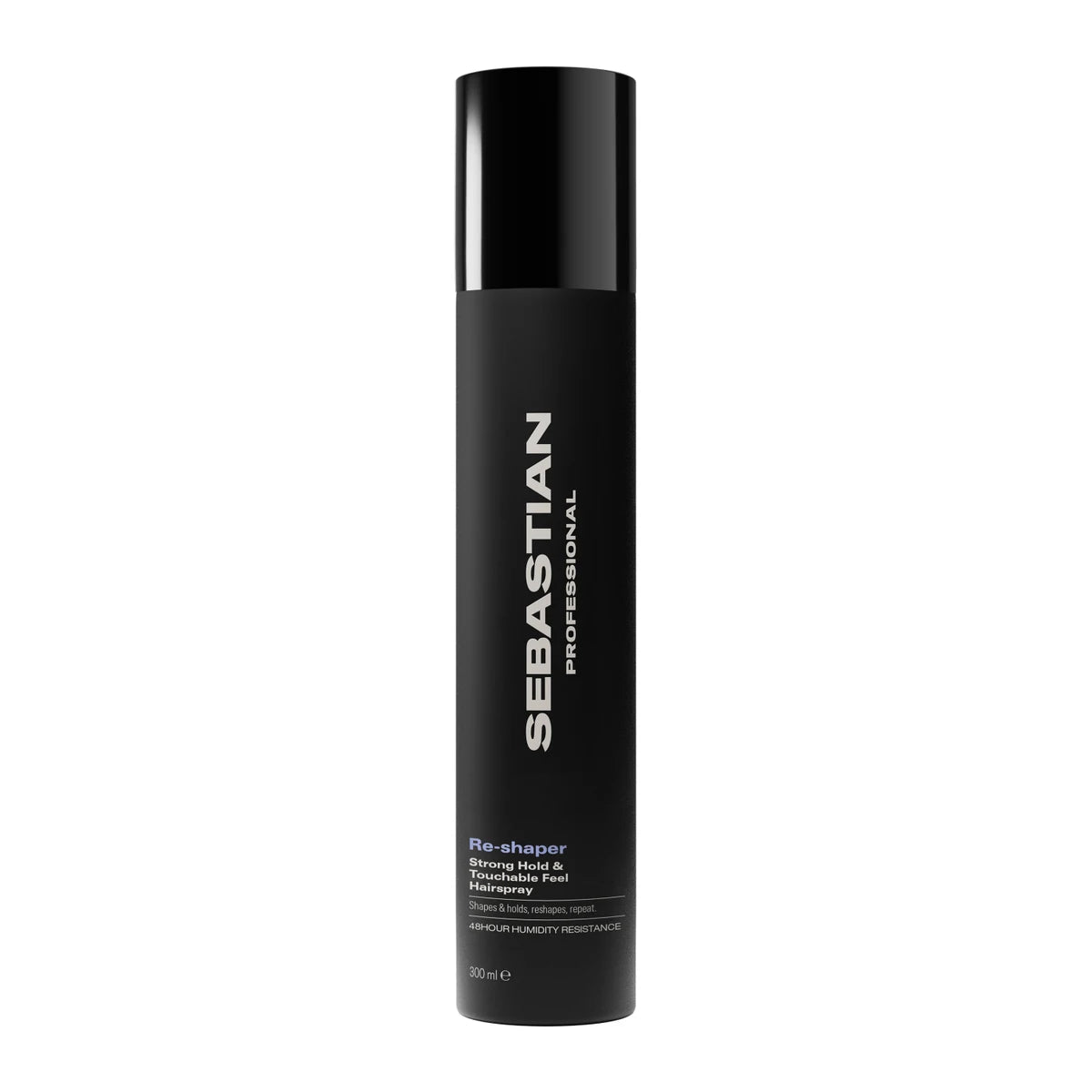 Black hair spray Reshaper bottle with 'Sebastian' branding on a white background