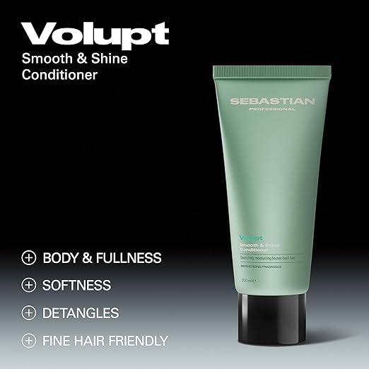 Sebastian Volupt Smooth & Shine Conditioner tube on a gradient background