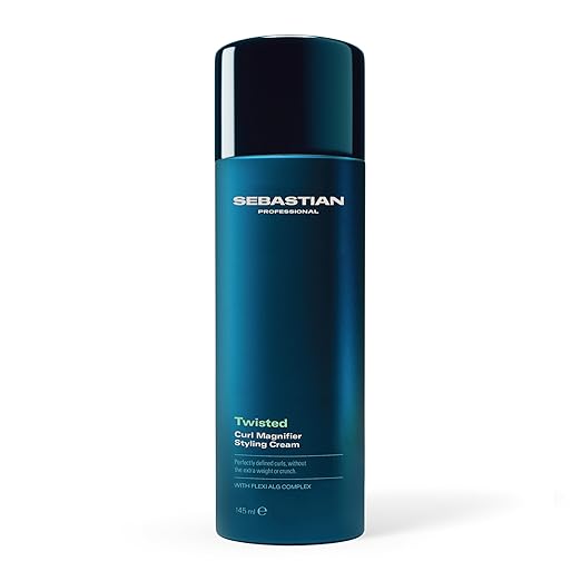 Blue bottle of Sebastian Twisted Curl Magnifier Styling Cream on a white background