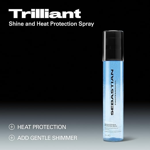 Sebastian Professional Trilliant Shine and Heat Protection Spray bottle on a gray background